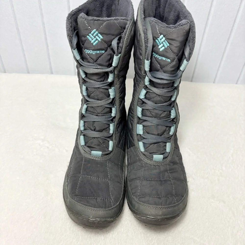 Columbia Charcoal Gray‎ blue Quilted Women's waterproof Boots Size 8